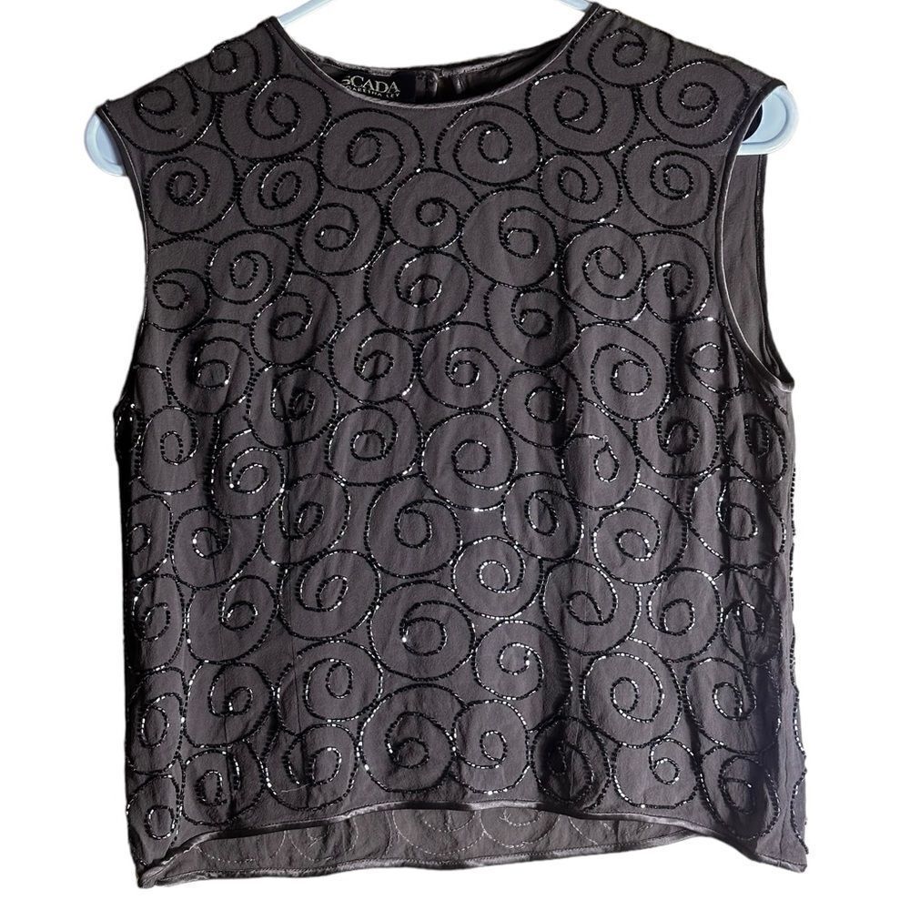 Escada Margaretha Ley Brown Beaded Top Size 38 / US Medium